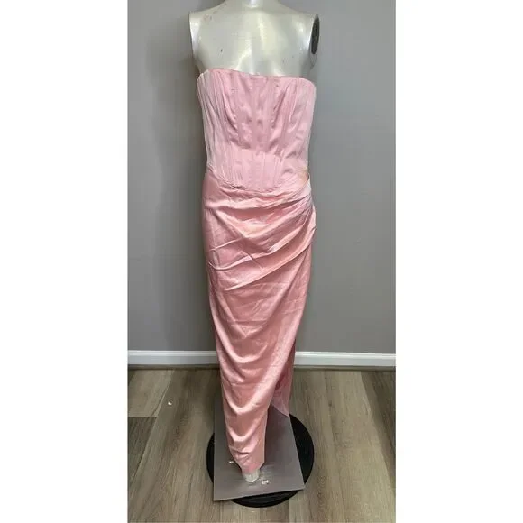 NWT Bardot Everlasting Satin Midi Dress in Soft Pink Size S $148 - Picture 2 of 6